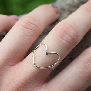 Sterling silver heart ring, love ring, silver ring, gift for her