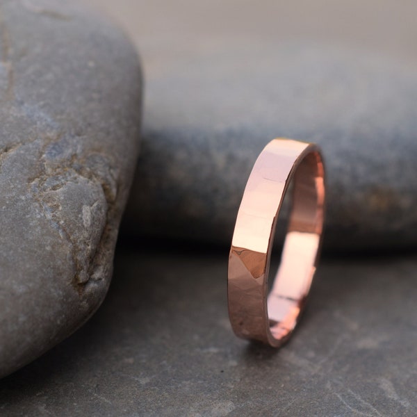 Anillo de cobre crudo martillado, anillo de banda de cobre, anillo simple, anillo de cobre crudo