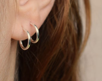 Sterling silver small hoops earrings, handmade, gift for her