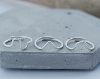 set of 3 sterling silver rings, stackable skinny silver rings, wave rings