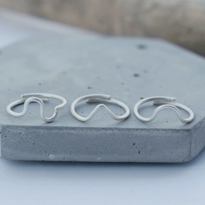 set van 3 sterling zilveren ringen, stapelbare magere zilveren ringen, golfringen