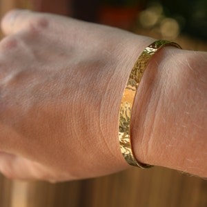 gold plated sterling silver hammered wide bracelet cuff