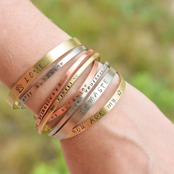 Personalized bracelets, personalised raw brass bracelet, raw copper bracelet