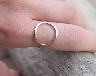 Anello a cerchio in argento sterling placcato oro rosa fatto a mano, impilabile