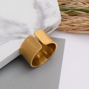 Open 24K gold plated wide band sterling silver ring image 2