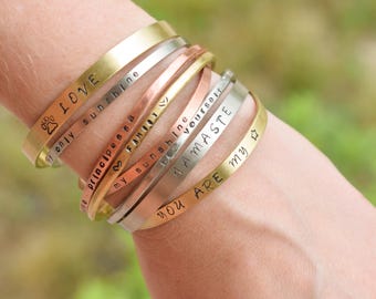 Personalized bracelets, personalised raw brass bracelet, raw copper bracelet