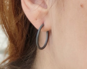 Open hoop earrings, silver earrings, small hoop earrings, thick hoop earrings