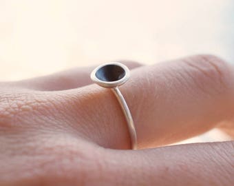 Concave sterling silver ring, oxidized stackable 1.5 mm thick silver ring, stacking ring