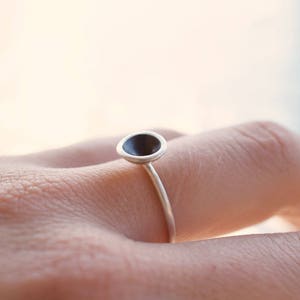 Concave sterling silver ring, oxidized stackable 1.5 mm thick silver ring, stacking ring