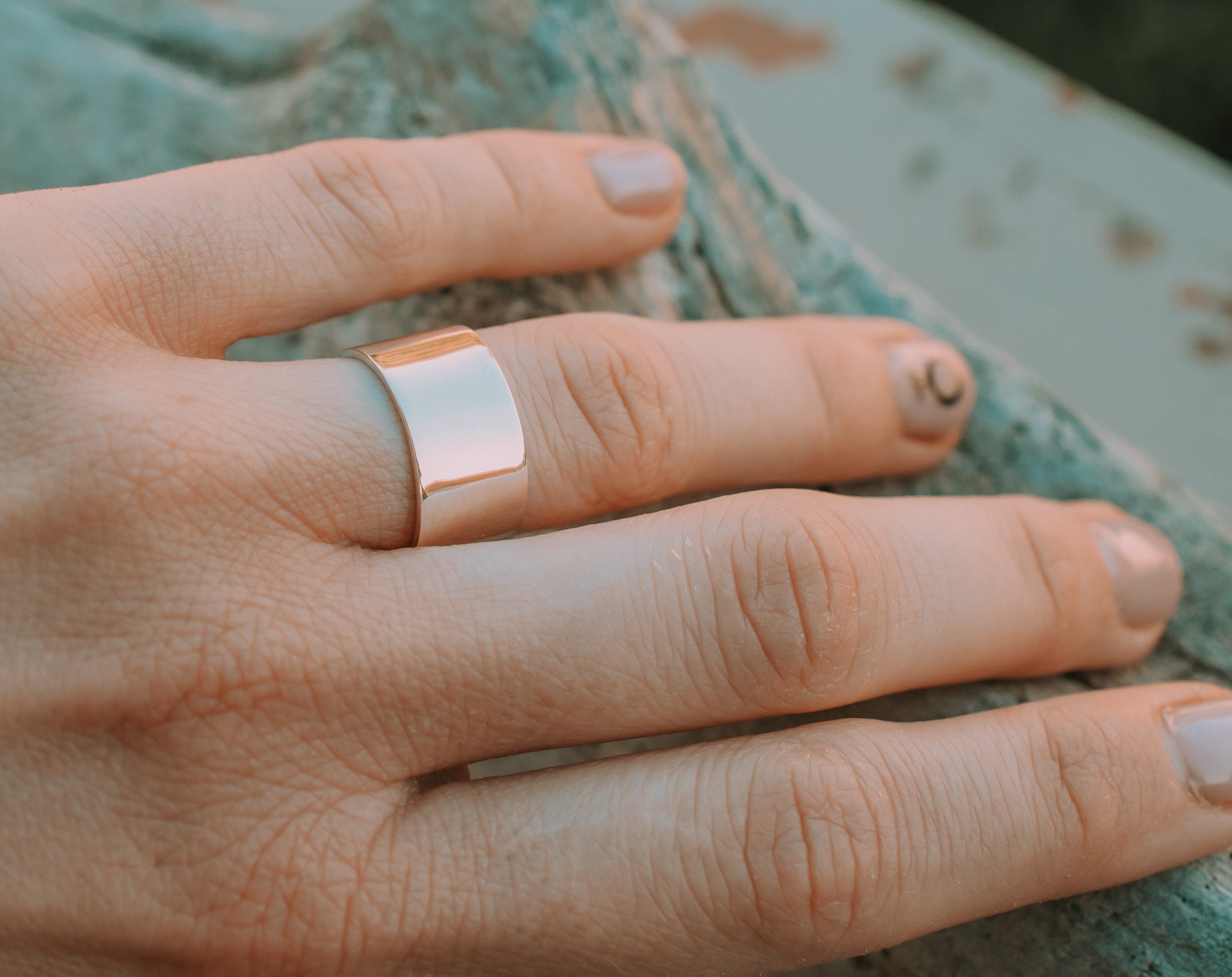 Wide Band Sterling Silver Ring, 10 Mm Sterling Silver Ring