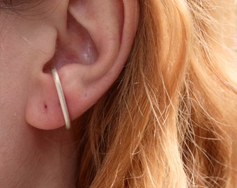 Single silver suspender earring, chunky sterling silver earring, silver 925 earring, ear lobe cuff
