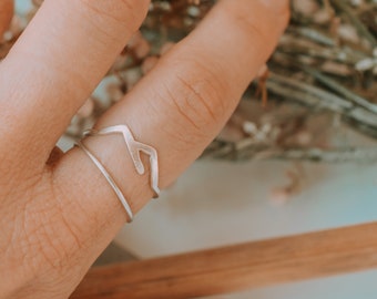 Mountain ring, silver ring, ring set, stacking ring set, travel ring