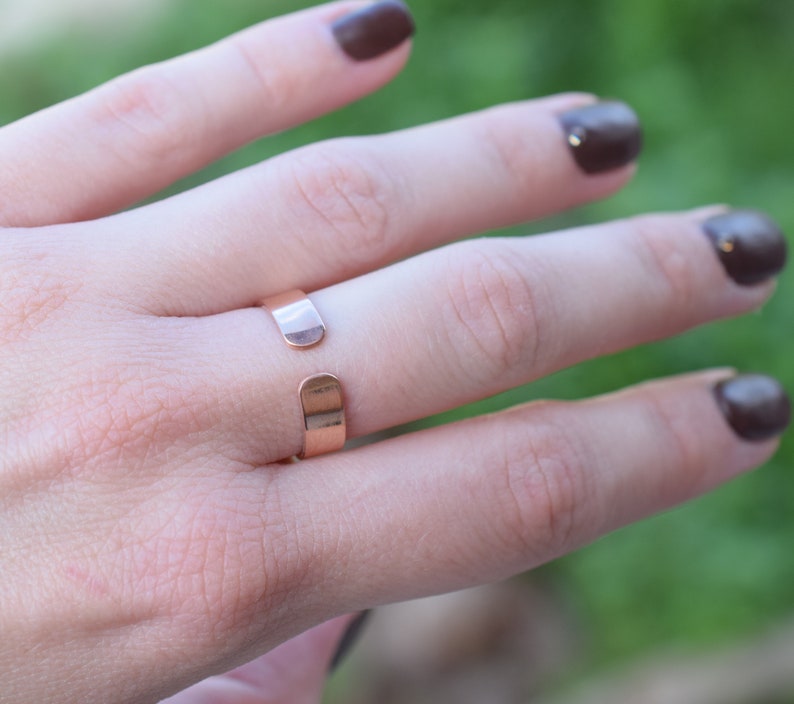 5 mm wide open shiny rose gold sterling silver ring