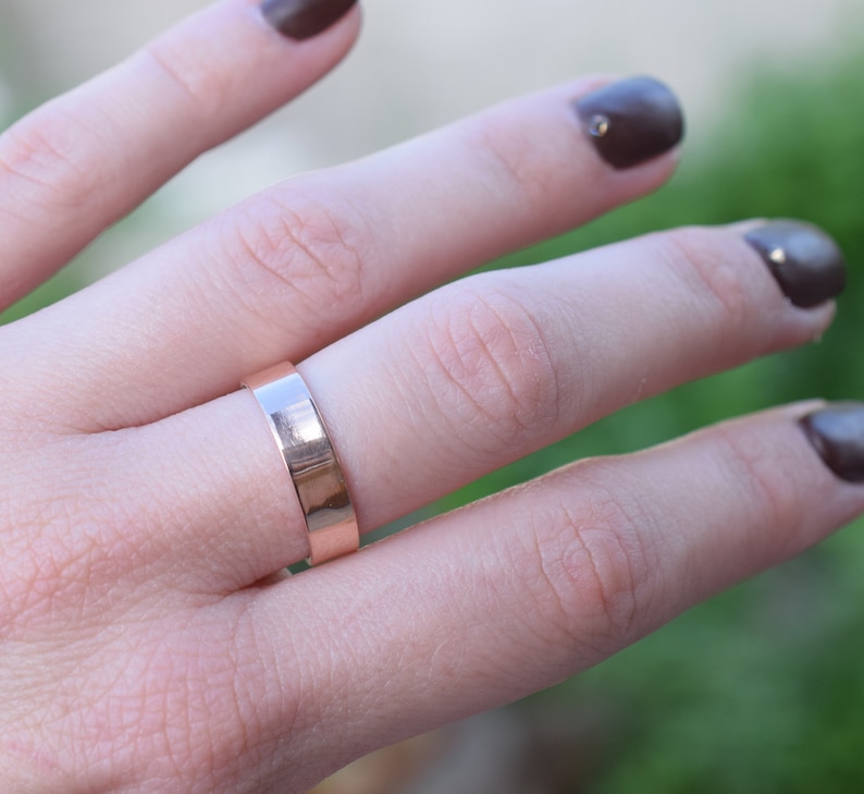 5 mm wide open shiny rose gold sterling silver ring