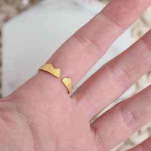 Gold crown sterling silver ring, gold plated mountain ring, wide ring, 5 mm silver ring image 6