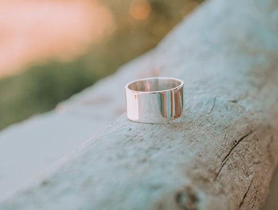 Wide Band Sterling Silver Ring, 10 Mm Sterling Silver Ring Wide Band Sterling Silver Ring, 10 Mm Sterling Silver Ring