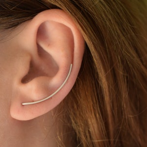 Ear climber, wire ear crawler sterling silver earring