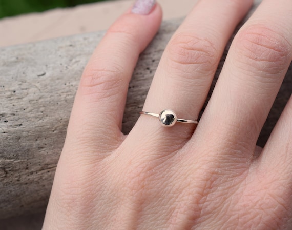 Sterling Silver Ball Ring, Skinny Stacking Ring - Etsy
