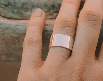 Wide band sterling silver ring, 10 mm sterling silver ring, wide band silver ring
