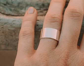 Wide band sterling silver ring, 10 mm sterling silver ring, wide band silver ring