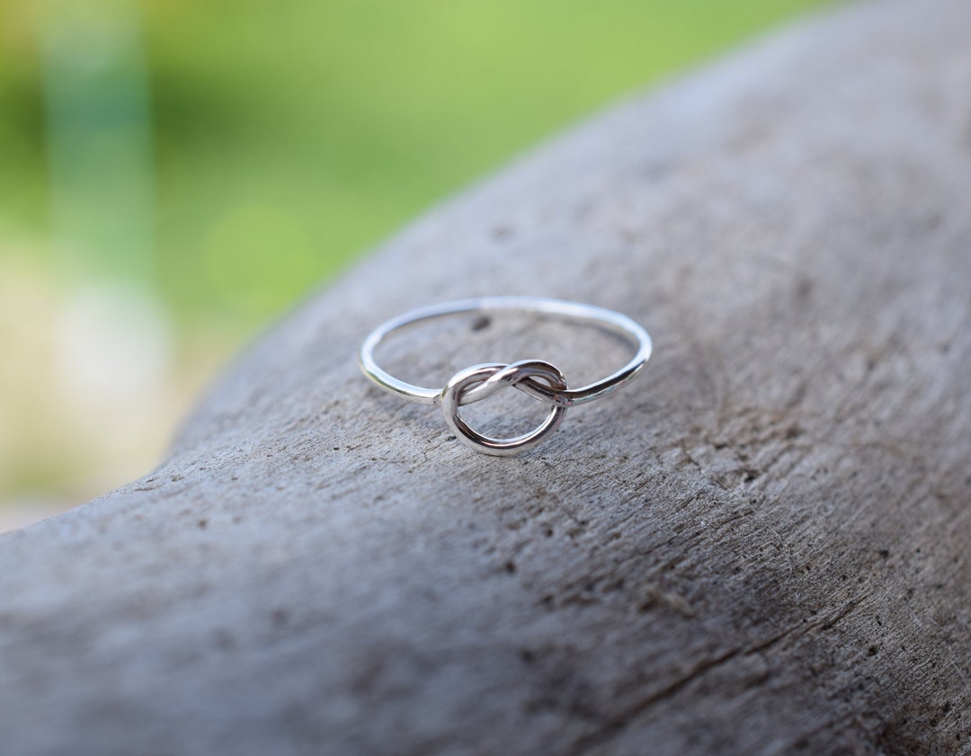 Handmade Sterling Silver Love Knot Ring, Skinny Stackable Ring - Etsy