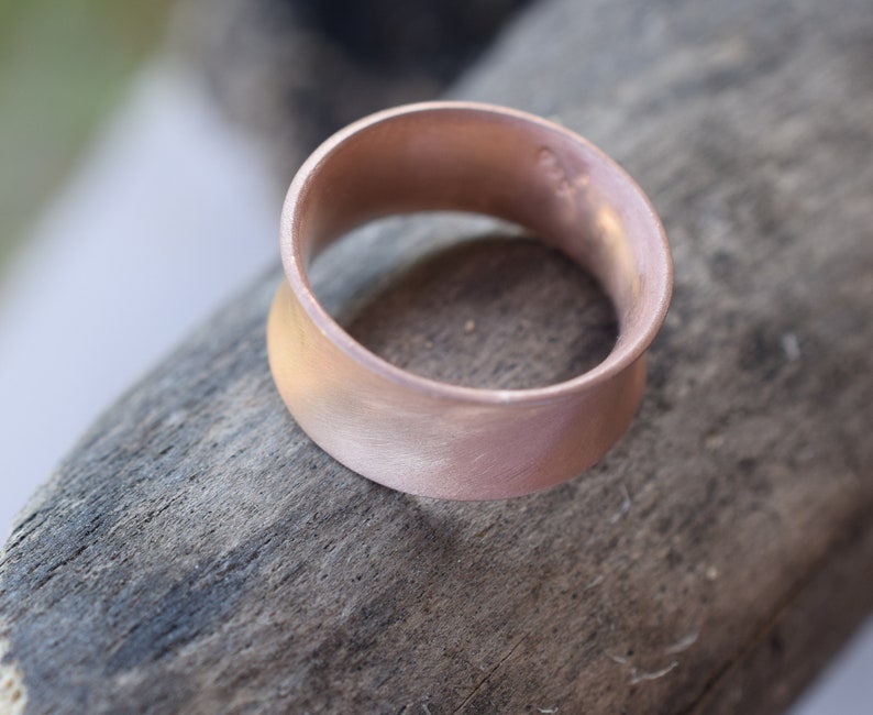 Curved edges wide band satin finish rose gold sterling silver ring