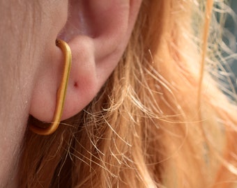 Gold Plated Sterling Silver Ear Cuff, Single Chunky Suspender Earring