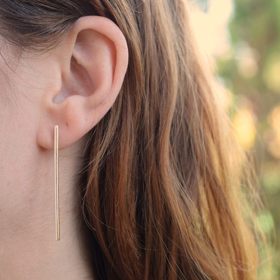 ◇HYERES LOR◇ Noaille Silver (W) Goutte Bar Earrings HL3E19 Long Bar Earrings, Silver Earrings, Silver 925 - Etsy