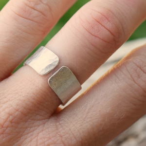 Open 8 mm Wide band hammered sterling silver ring