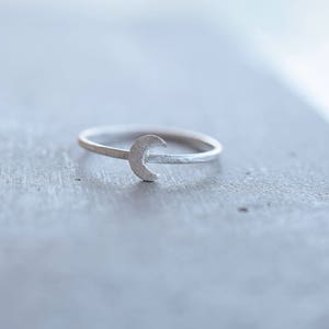 Crescent moon sterling silver stacking ring image 3