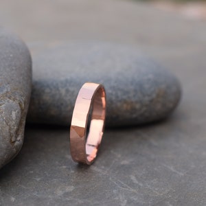 Hammered raw copper ring, copper band ring, simple ring, raw copper ring image 3