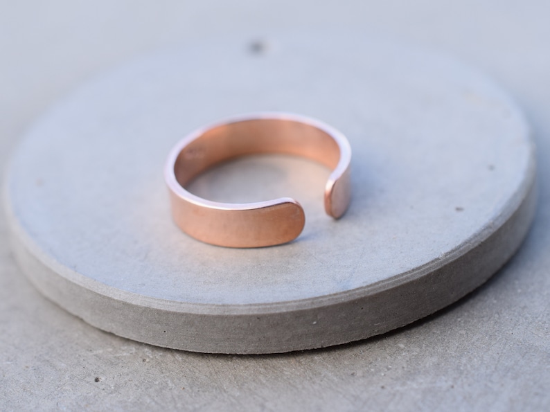 5 mm wide open shiny rose gold sterling silver ring