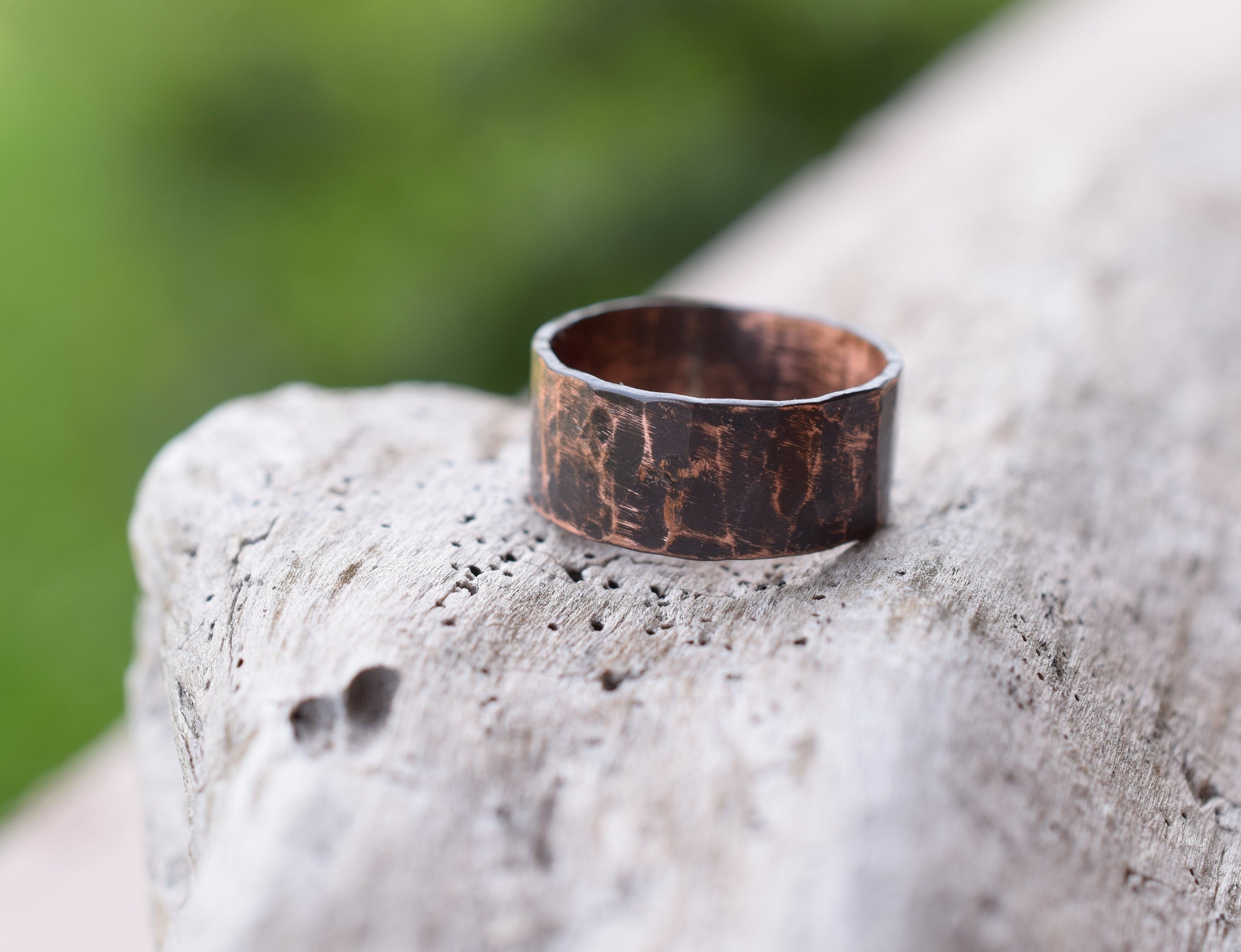 Rustic Raw Copper Ring Hammered Oxidized Band Copper Ring Anniversary Ring Etsy