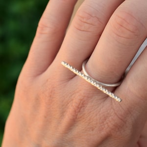 Sterling silver bar ring, honeycomb bar silver contemporary ring, gift for her