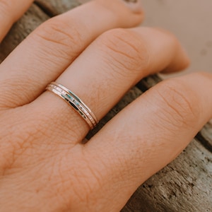 set of three skinny sterling silver rings, set of 3 stackable skinny silver rings, hammered stacking rings