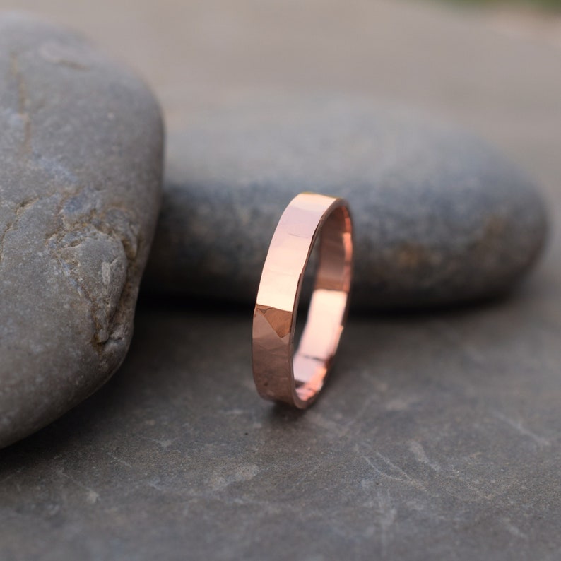 Hammered raw copper ring, copper band ring, simple ring, raw copper ring image 1