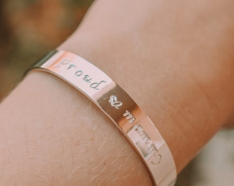 Wide sterling silver personalized bracelet , sterling silver bracelet with personalized text