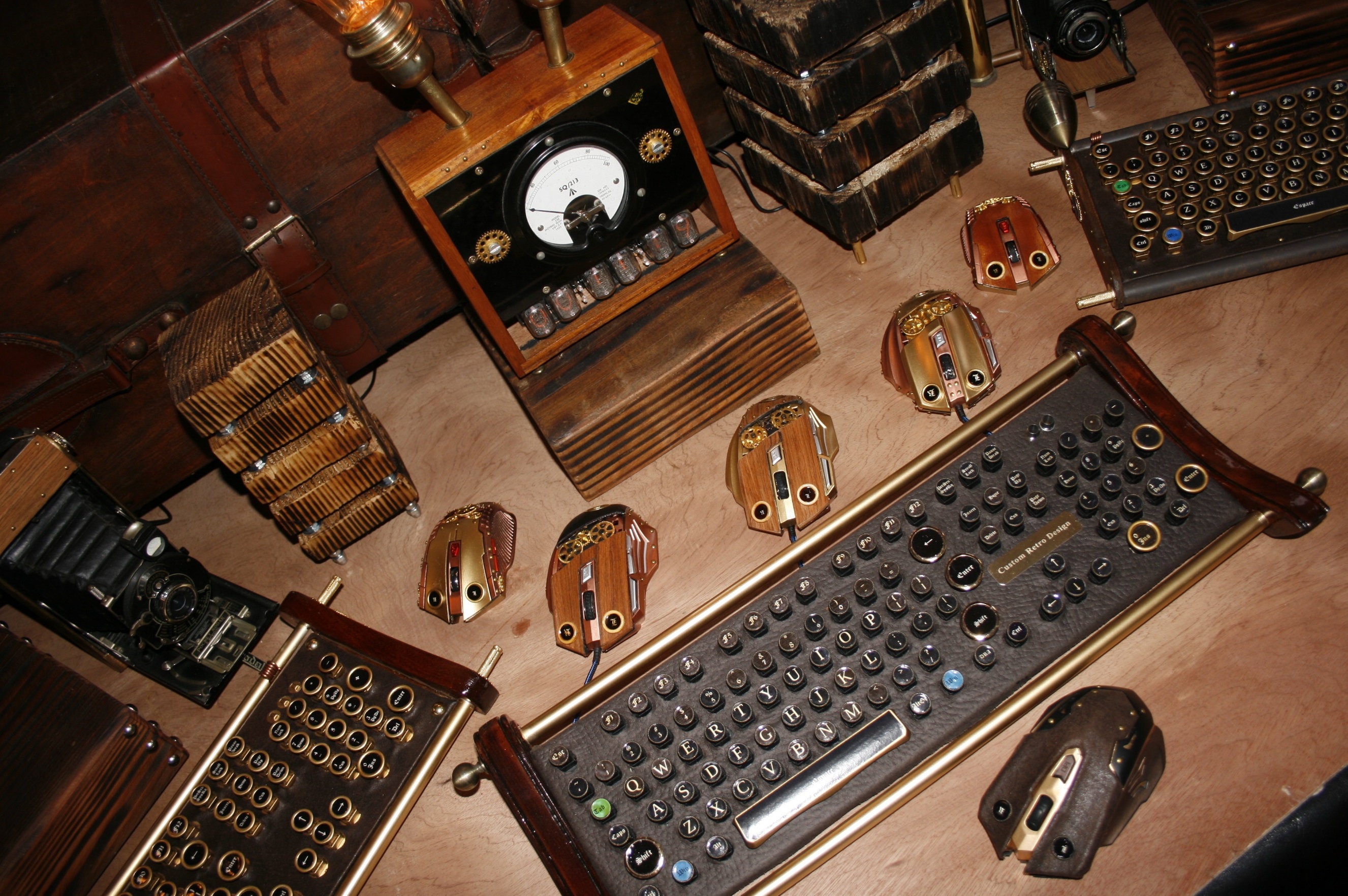 General - Clavier mécanique rétro, clavier rétro Steampunk vintage