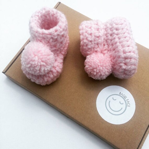 Baby girl gift, Crochet baby booties, Pink pom pom booties, Baby shower gift, Photo prop, Newborn baby shoes, Pom pom baby shoes, New baby Baby girl gift, Crochet baby booties, Pink pom pom booties, Baby shower gift, Photo prop, Newborn baby shoes, Pom pom baby shoes, New baby