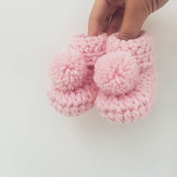 Baby girl gift, Crochet baby booties, Pink pom pom booties, Baby shower gift, Photo prop, Newborn baby shoes, Pom pom baby shoes, New baby Baby girl gift, Crochet baby booties, Pink pom pom booties, Baby shower gift, Photo prop, Newborn baby shoes, Pom pom baby shoes, New baby