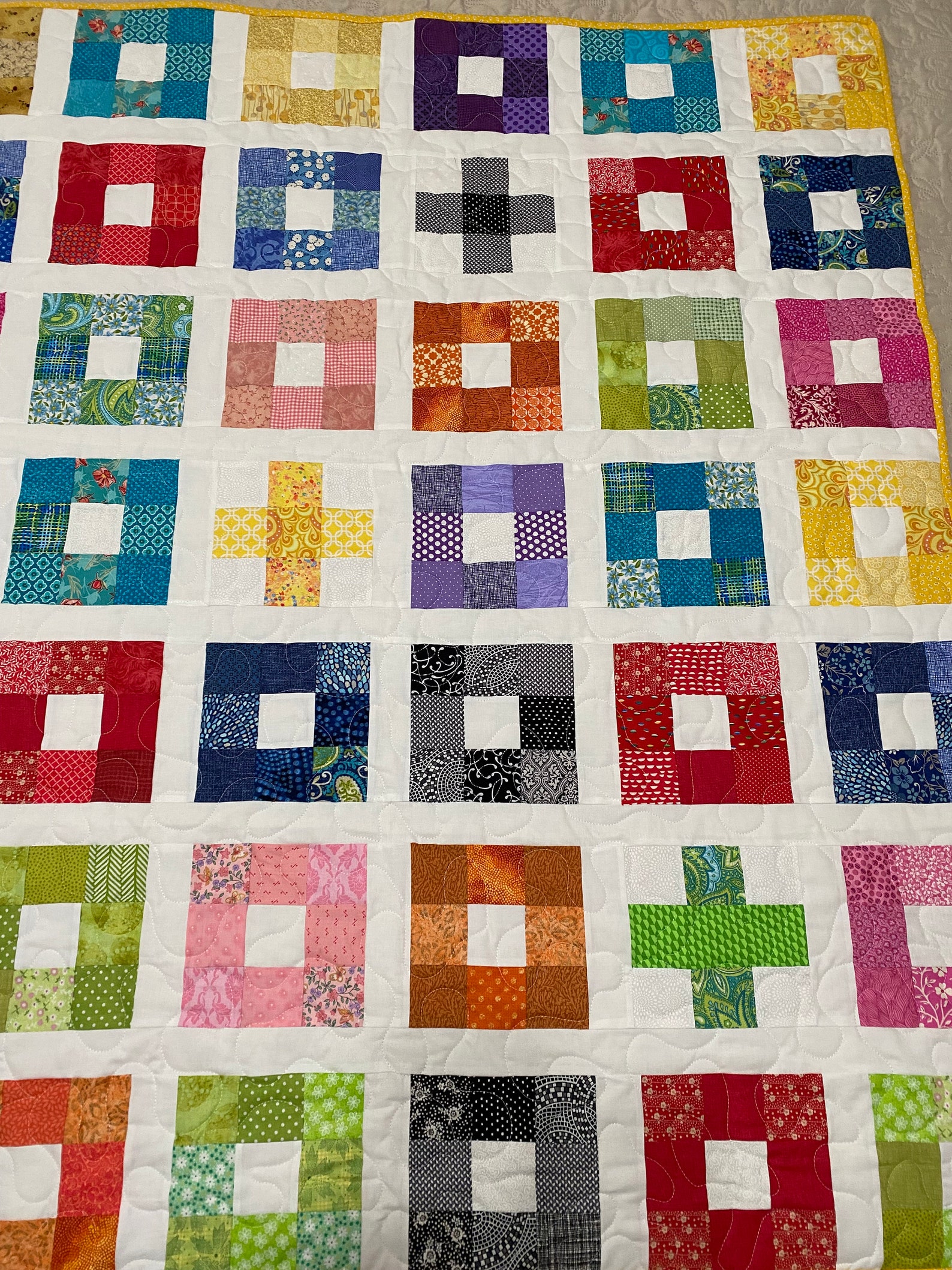 Cozy Colorful Patchwork Homemade Crib Quilt Farmhouse Kids 44