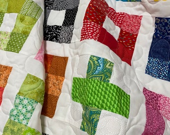 Cozy Colorful Patchwork Homemade Crib Quilt Farmhouse Kids