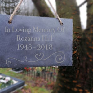 Memorial Slate Hanging Tree Sign | Personalised | Memorial | Mothers Day | Grave Ornaments