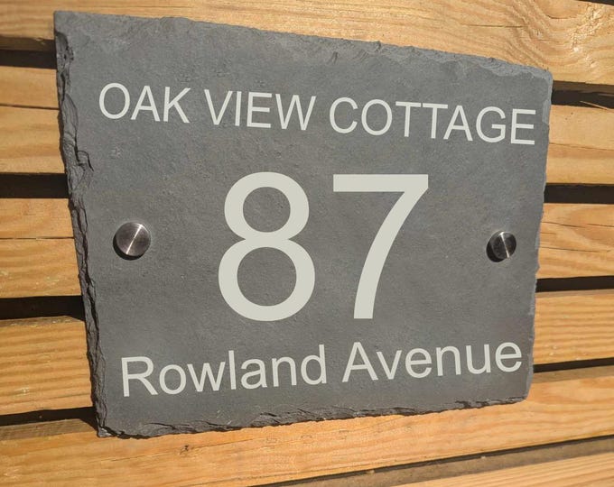 House Gate Names Rustic Natural Slate House Gate Sign Plaque Door Number Farmhouse ...