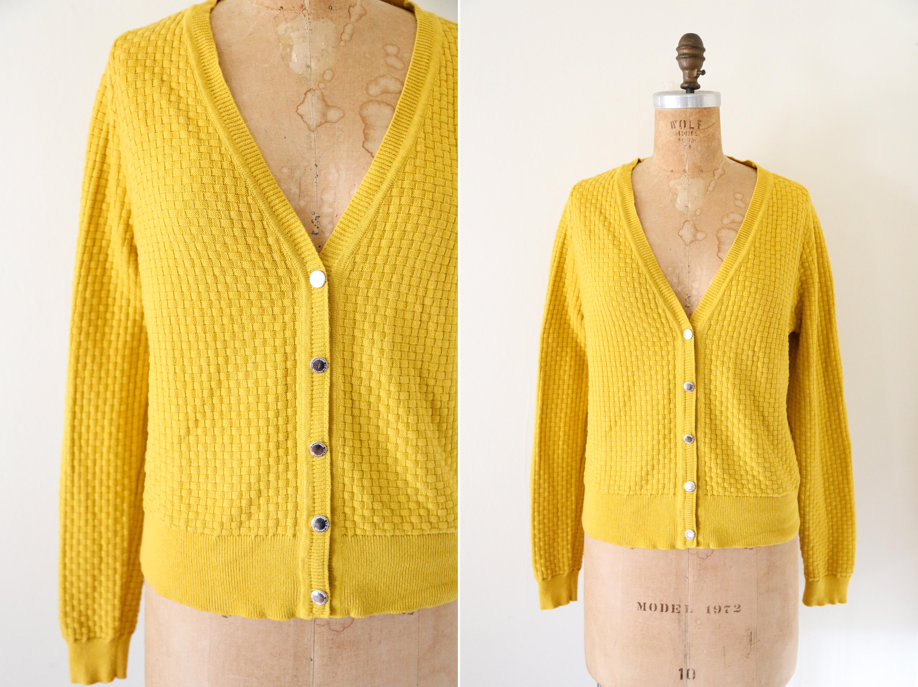 yellow button sweater