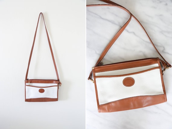 1990's Vintage White and Brown Leather Crossbody H