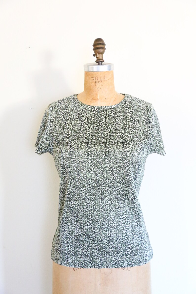 Vintage Soft Ribbed Green Animal Print 