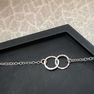 Hammered Solid Recycled Sterling Silver Interlocking Circle Necklace: Handmade Geometric Pendant