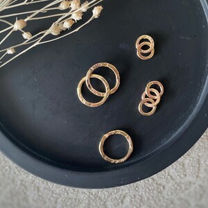 Hammered 9ct Solid Recycled Gold Circle Pendants: Delicate Modern Interlocking Hoop (No Chain)
