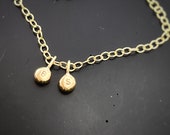 Solid gold stacking tiny letter pebble pendant, teeny tiny recycled 9ct gold personalised initial handmade circle charm necklace 5gold blob